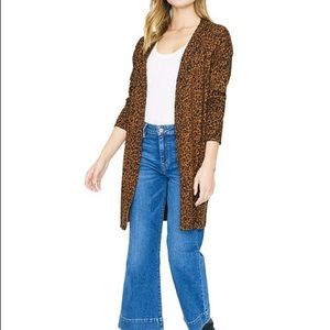 Sanctuary Leopard Print Open-Front Cardigan in Brown